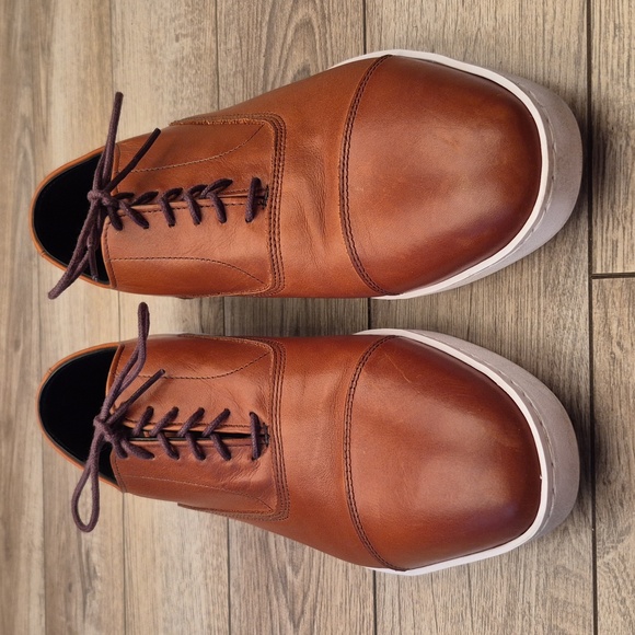 ALLEN EDMONDS Recent Park Avenue Tan Brown Leather Sz 9.5 D Sneakers Dress Shoes - Picture 3 of 10